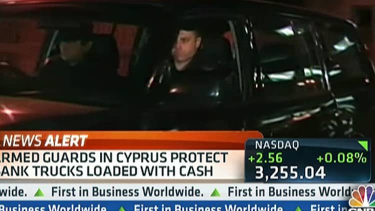 Armed Guards Protect Banks In Cyprus