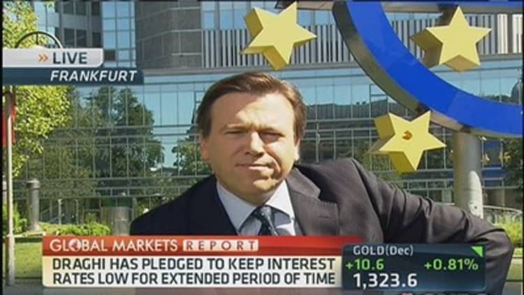 Global markets: EU stocks higher ahead of Draghi