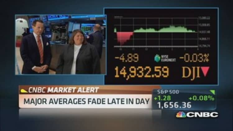 Major averages fade late in day