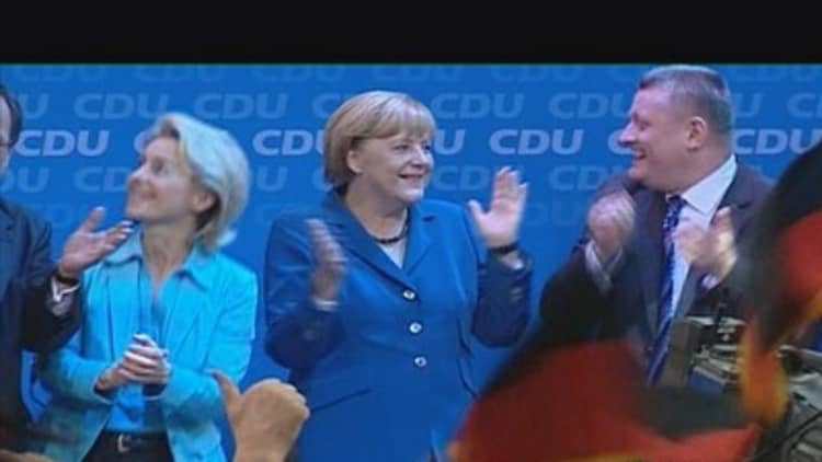 Angela Merkel's victory dance 