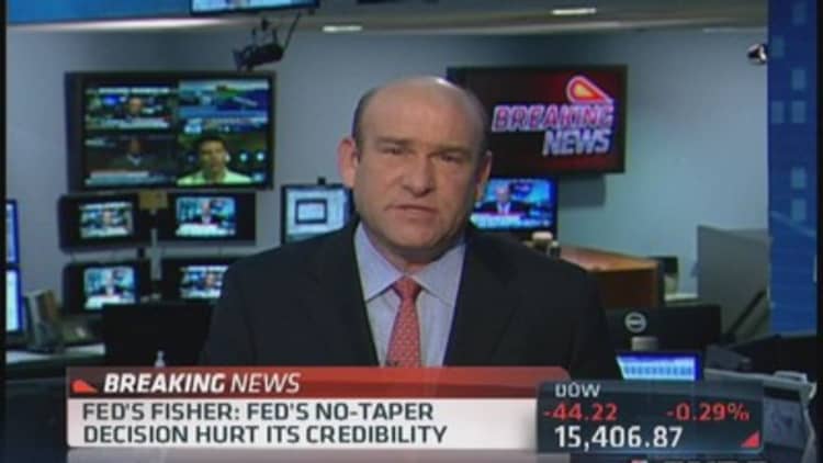 Fed's Fisher: Fed's 'no taper' decision hurts credibility