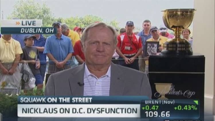 Jack Nicklaus celebrates The Presidents Cup