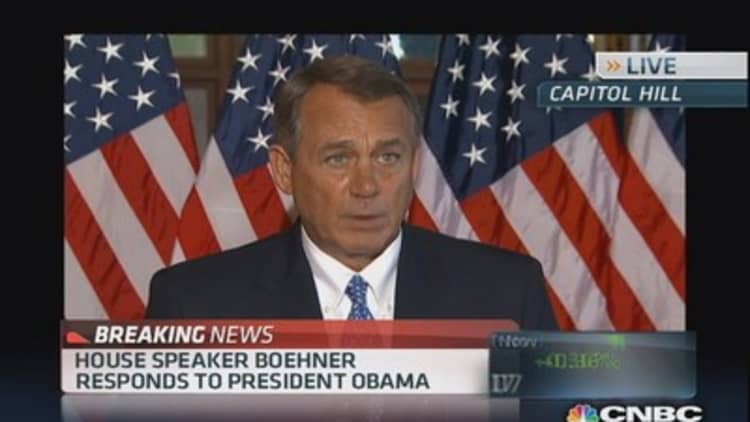 Boehner: Didn't come here to shutdown govt or default debt