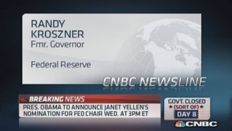 Yellen has been 'battle tested' in tough times: Kroszner