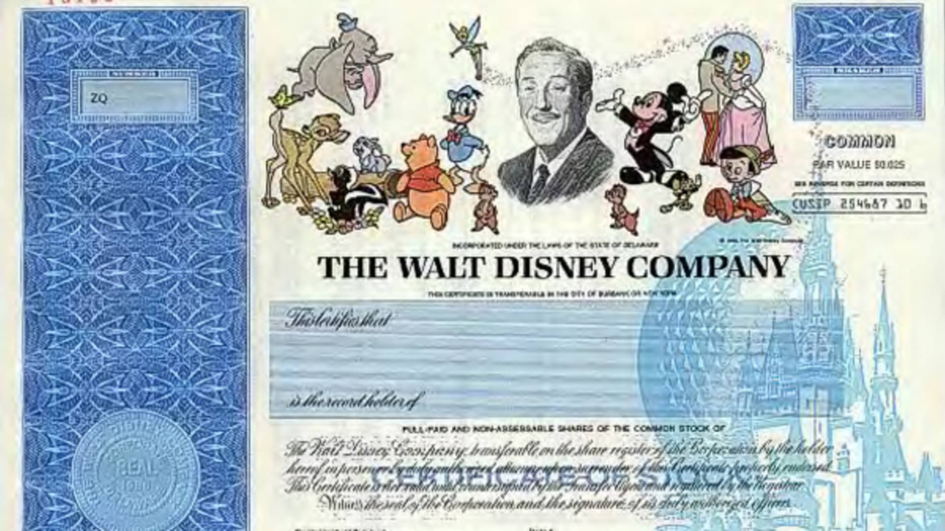 Disney stock certificates replaced by digital certificates