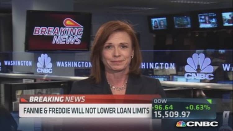 Fannie and Freddie will not lower loan limits