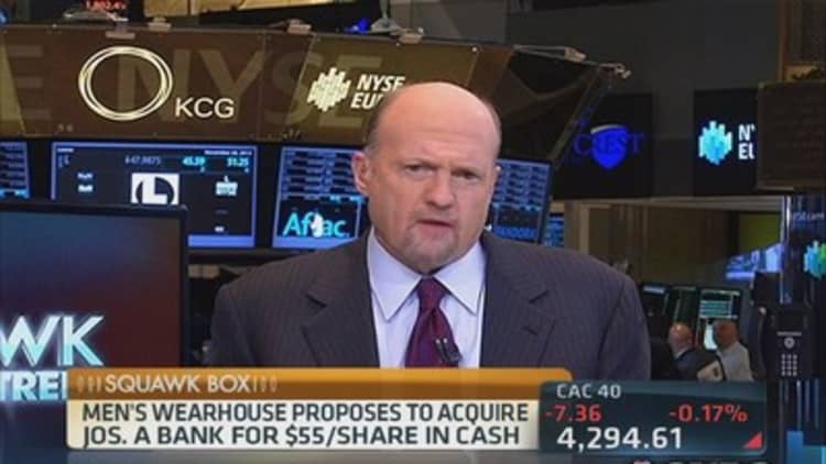 Cramer's stocks to watch: JOSB & MW 'need to get together'