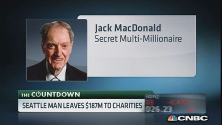 Secret millionaire leaves $187M to charities