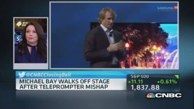 Michael Bay walks off stage at CES