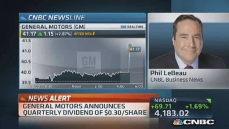 GM announces quarterly dividend of $0.03 per share 
