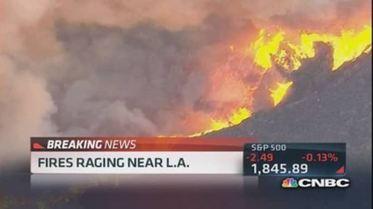 Fire rages near LA