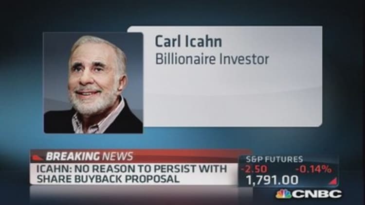 Icahn: No reason to persist with share buyback