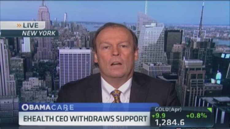 EHealth CEO withdraws support for Obamacare