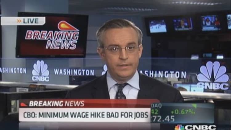 CBO: Minimum wage hike bad for jobs
