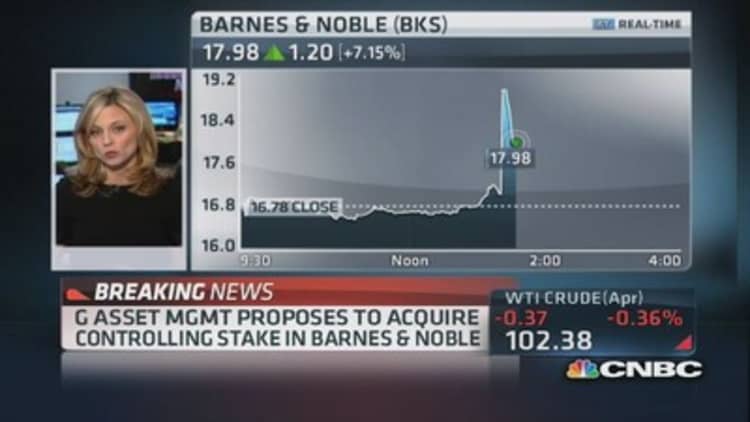 Barnes & Noble spikes on acquisition proposal
