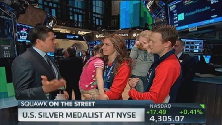 US silver medalist Noelle Pikus Pace at NYSE