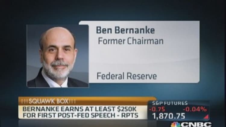Bernanke earns at least $250,000 in first speech post Fed