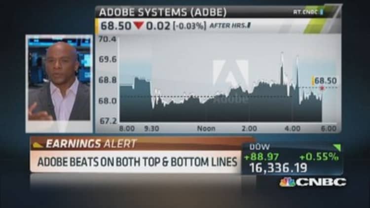 Adobe pops on earnings beat