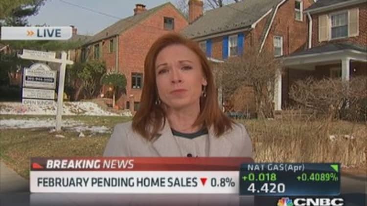 February pending home sales down 0.8%