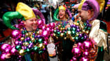 Revelers party in the French Quarter on Mardi Gras Day, March 4, 2014 in New Orleans.