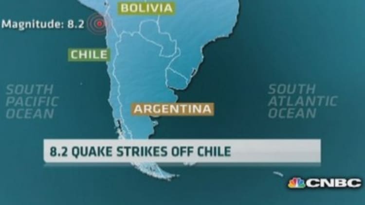 USGS: Depth of Chile earthquake is 20 kilometers