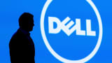 Michael Dell and the Dell logo