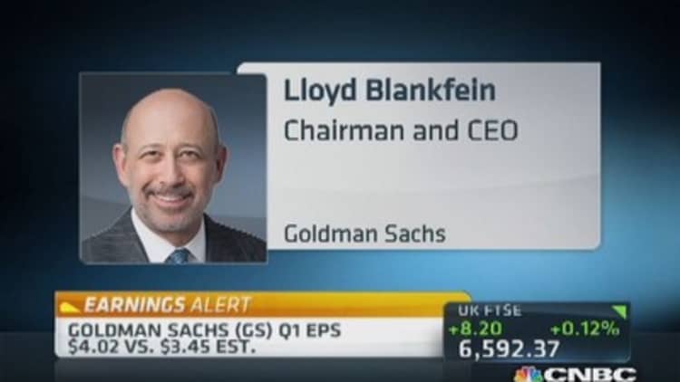 Goldman reports earnings beat of $4.02 vs. $3.45 estimate