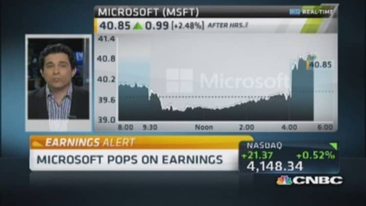 Microsoft pops on earnings