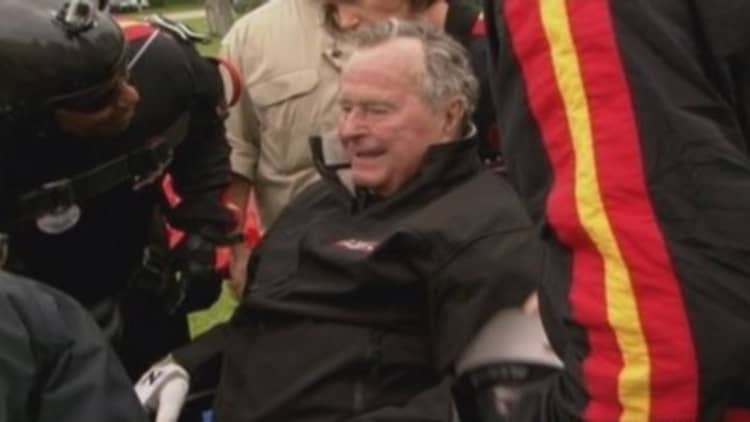 Former President George H.W. Bush skydives for 90th birthday