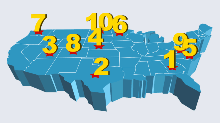 Top states: Red vs. blue