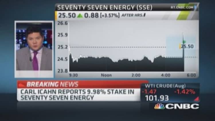 Icahn reports 9.98% stake in Seventy Seven Energy 