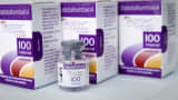 A vial of Allergan’s Botox is arranged next to boxes for a photograph at a doctor's office in Manhattan Beach, Calif.