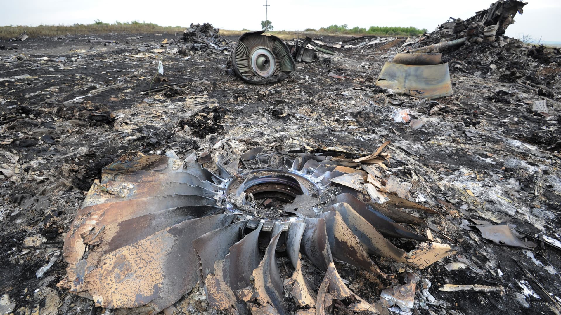 Wreckage of MH17 near the town of Shaktarsk, in rebel-held east Ukraine.