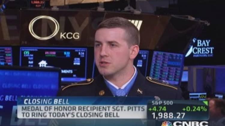 Medal of Honor recipient Sgt. Pitts at NYSE