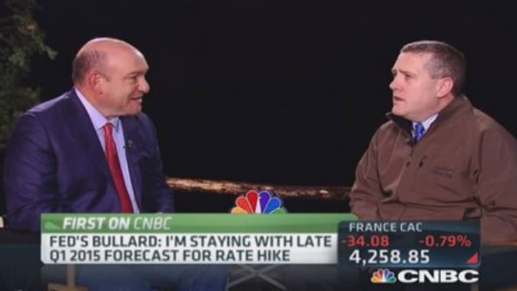 Bullard 'sticking' with end of Q1 2015 rate hike
