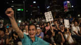 Protesters take part in the rally for the beginning of Occupy Central movement outside Central Government Offices in Central, Hong