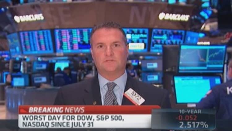 Bears out in force; Dow off 250 points