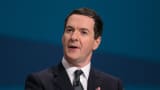 Chancellor of the Exchequer George Osborne addresses the Conservative party conference in Birmingham, England.