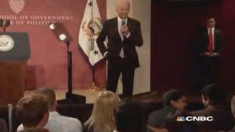 Joe Biden's foul-mouthed joke draws laughs at Harvard