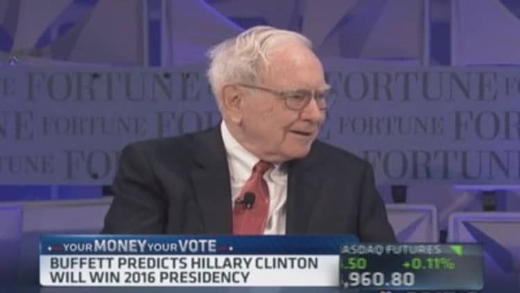 Buffett says Hillary Clinton will win 2016 presidency