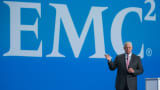 Joseph 'Joe' Tucci, chairman and chief executive officer of EMC Corp., speaks during the Oracle OpenWorld 2013 conference in San Francisco, California.