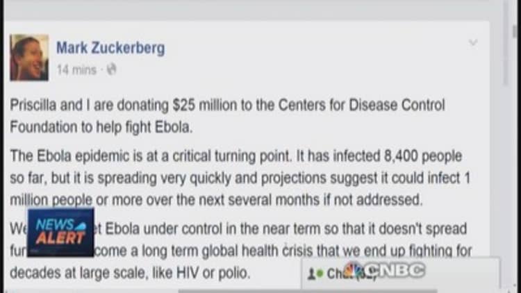 Zuckerberg donates $25 million to CDC