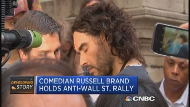 Russell Brand's anti-Wall St. rally