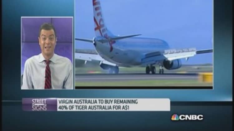 Virgin Australia pays 88 cents for Tigerair stake