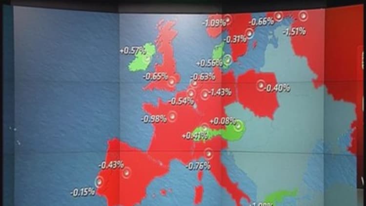 European shares close lower