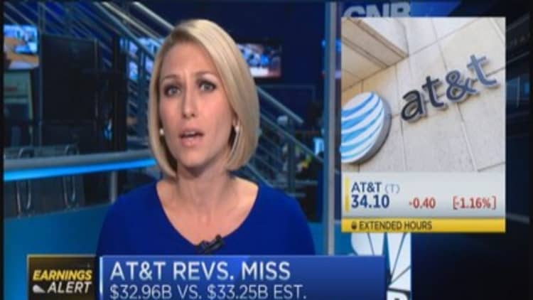 AT&T reports EPS and revenue miss