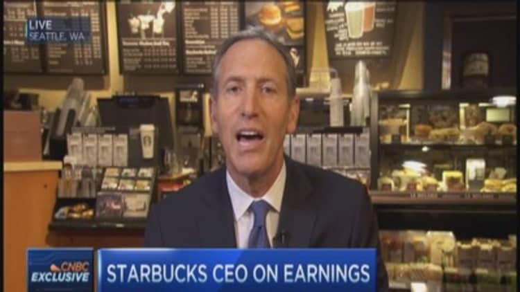 Starbucks CEO: Apple Pay great for SBUX