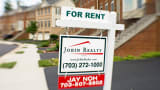 File photo: A house for rent sign in Centreville, Virginia.