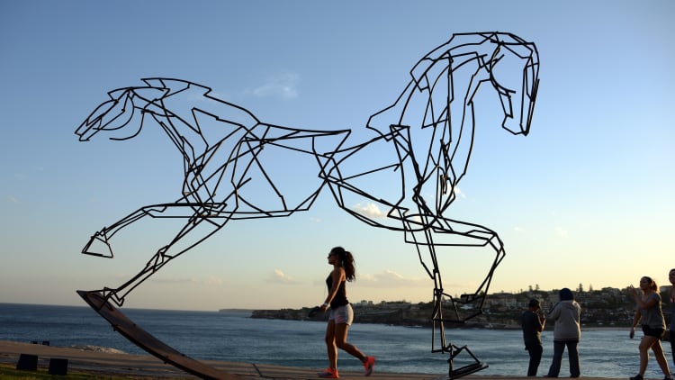 Sculptures make waves at Australia's Bondi beach