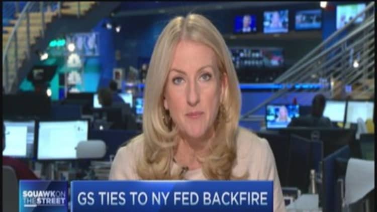 Goldman Sachs ties to NY Fed backfire